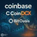 Coinbase and CoinDCX logos over a map of India and MENA with blockchain visuals. Caption: Coinbase deepens its strategic investment in CoinDCX, valuing the exchange at $2.45B as it scales across India and the Middle East.