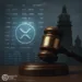 Court gavel over blockchain ledger and XRP token. Caption: Madras High Court rules cryptocurrency is property capable of being held in trust, strengthening legal protections for Indian holders.