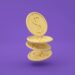 A digital graphic showing a growing stack of coins with a globe symbolizing cross-border finance.