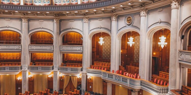 Senate chamber with Republicans discussing cryptocurrency regulation legislation.