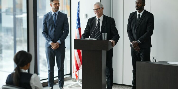 Wyoming state officials unveil the Frontier Stable Token FRNT at a press conference.