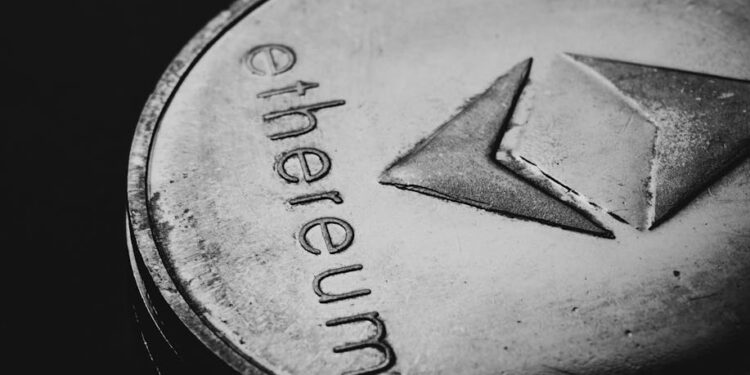 JPMorgan logo with digital currency symbols representing JPM Coin on a blockchain network.