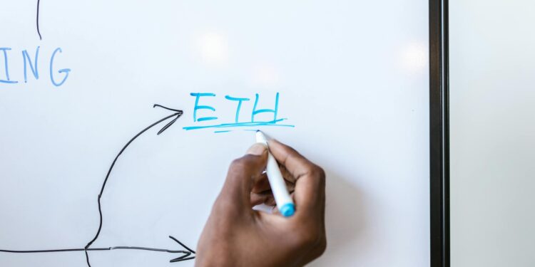 Investors engaging in discussions over cryptocurrency and token distribution concept graphics.