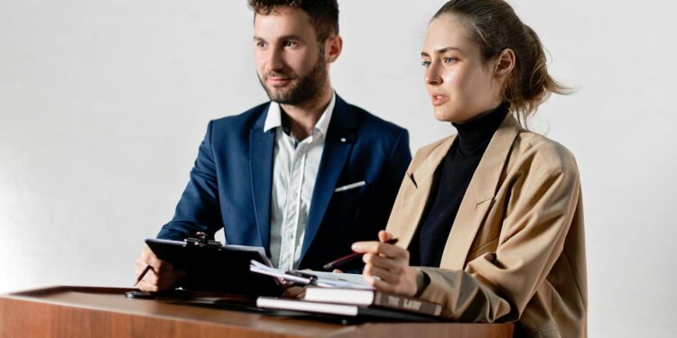 Trump speaking at a podium with FTX logo, highlighting crypto regulation and legal issues.