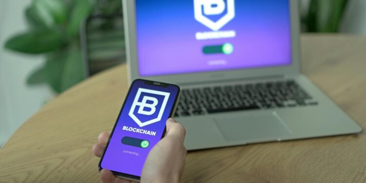 A hand holding a Seeker phone displaying a digital wallet with SKR tokens.