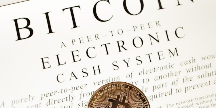 A graphic showing interconnected blockchain networks with Bitcoin and DeFi icons.