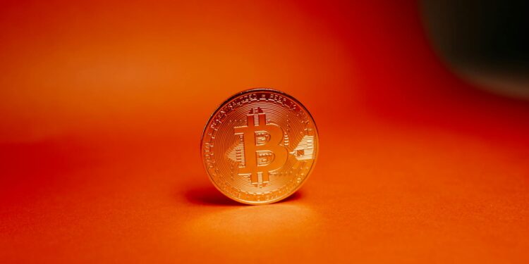 Crypto trading graphic featuring blockchain symbols and financial charts.