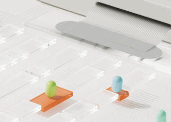 A graphic showing data flow between AI systems amidst rising competition threats.