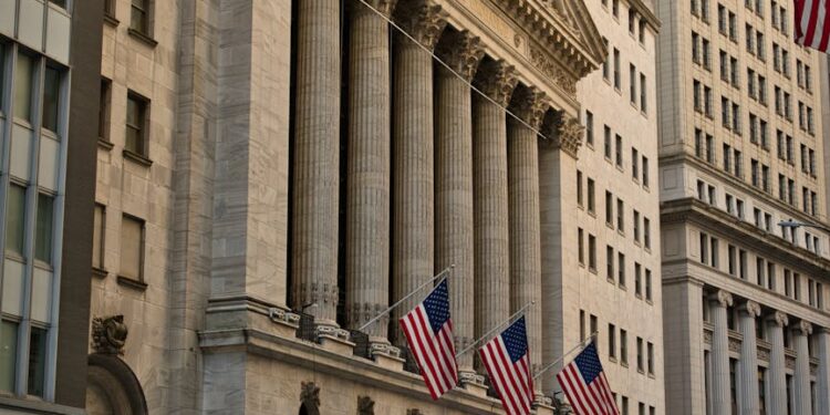 A bustling New York Stock Exchange with traders surrounding a large RedotPay banner.