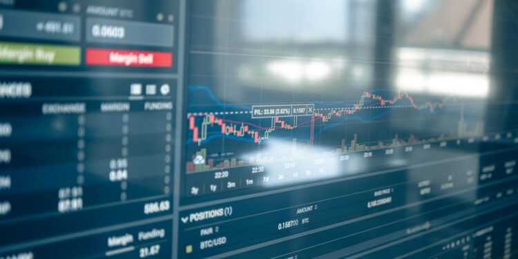 A person trading cryptocurrencies on a digital platform, showcasing market graphs and data.