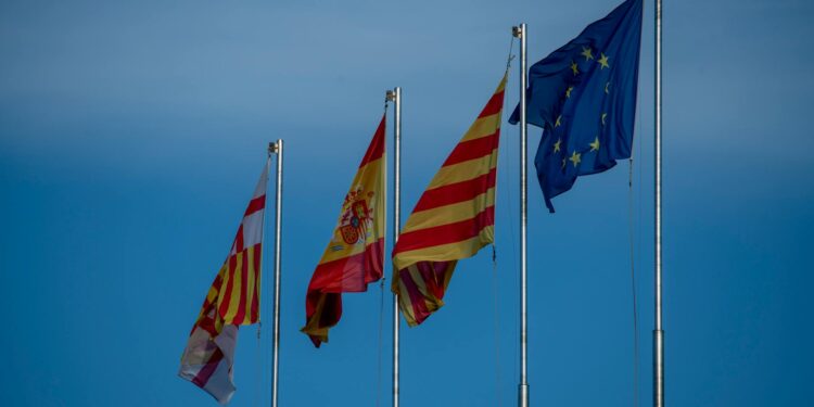 Cryptocurrency exchange logo with national flags of UK, EU, and Australia in the background.