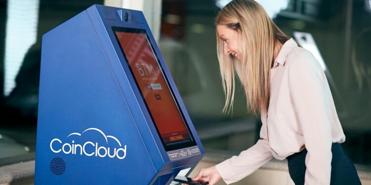 A Bitcoin ATM displaying a prompt for mandatory ID verification.