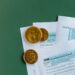 Cryptocurrency coins and tax documents symbolize new EU reporting regulations.