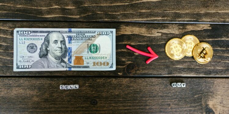 A financial graph showing blockchain trends alongside cryptocurrency symbols and dollar signs.