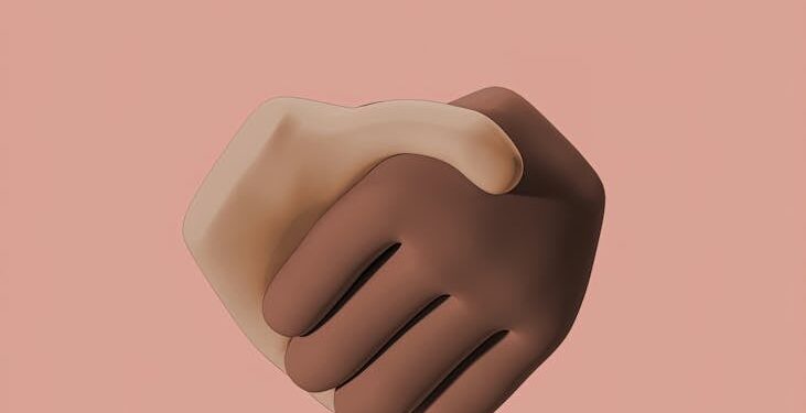 Illustration of two hands shaking over a digital finance background representing DeFi collaboration.