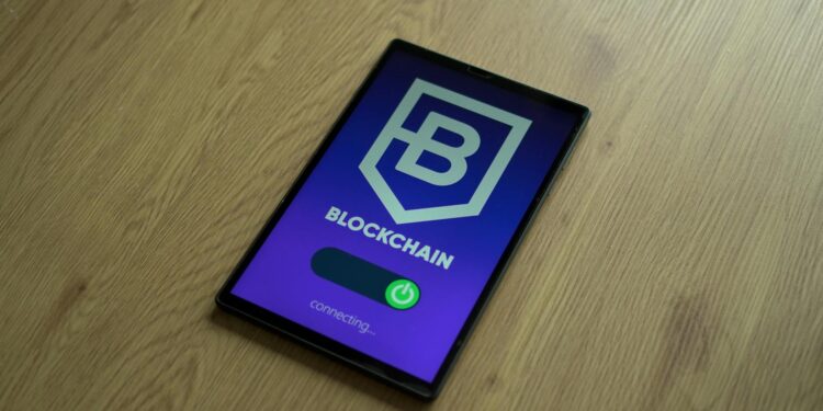 Digital representation of a blockchain network with institutional traders and a DEX interface.