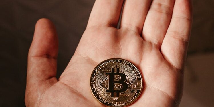 A digital representation of cryptocurrency coins alongside traditional financial symbols.