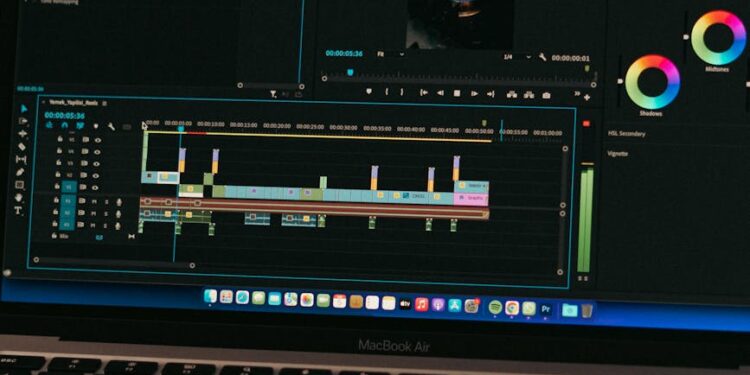 A laptop displays Sora's text-to-video interface with digital graphics in the background.