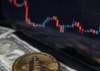 A financial chart showing declining investment trends in cryptocurrency funds.