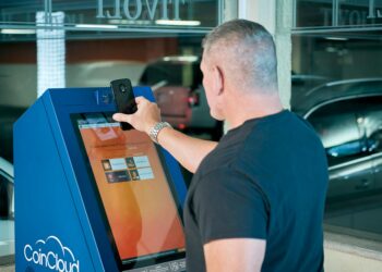 A digital interface displays crypto transactions related to machine payments.