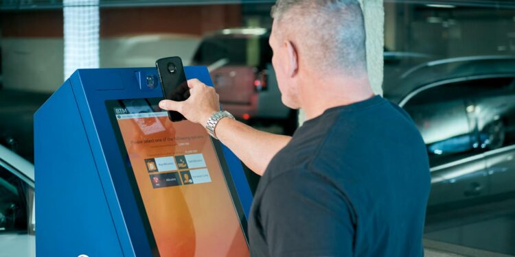 A digital interface displays crypto transactions related to machine payments.