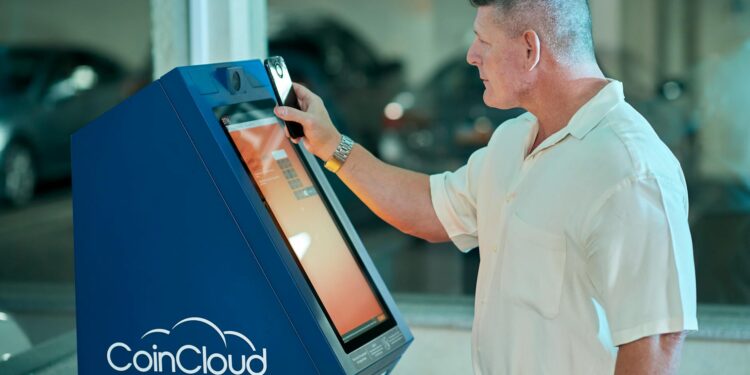 A digital payment terminal showcasing crypto options for tourists in South Korea.