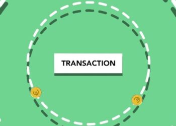 Graphic showing blockchain network and transaction cost reduction strategy in finance.