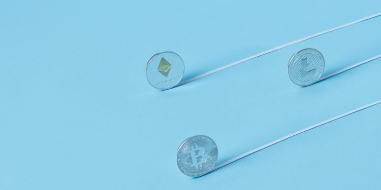 A digital representation of blockchain technology linked to banking tokens.