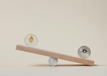 A digital illustration of cryptocurrencies with a gavel symbolizing regulatory action.