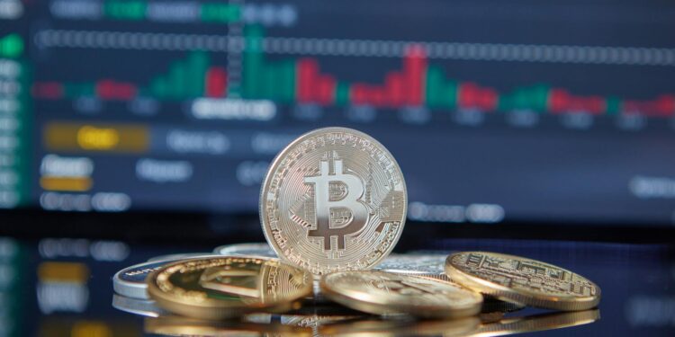 A Bitcoin chart showing values hovering near $68,000, with market indicators displayed.