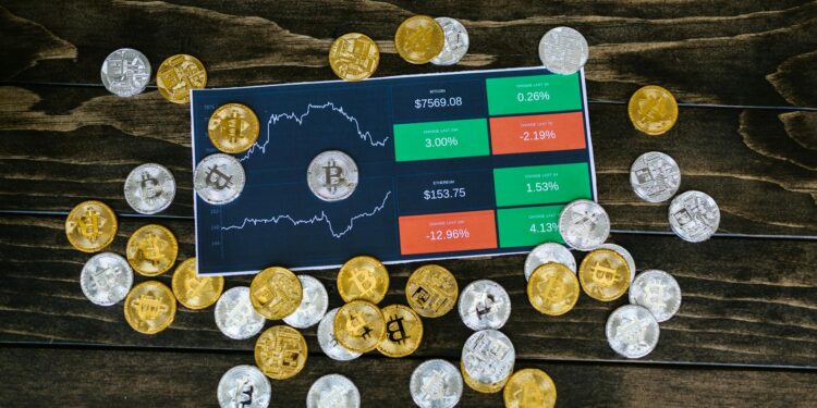 Chart showing Bitcoin's price surge beyond $75K, with altcoins rising in the background.