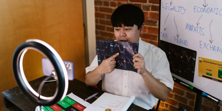 A South Korean official presents a digital display on crypto tax enforcement using AI technology.