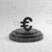 Currency symbols and digital code merging to symbolize the digital euro and financial innovation.