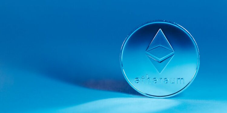 Cryptocurrency logo with Ethereum symbol and hacker visual elements illustrating illicit transactions.