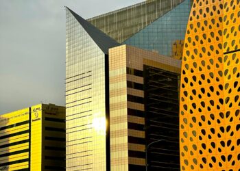 A modern office building in Abu Dhabi, reflecting the growing crypto finance sector.