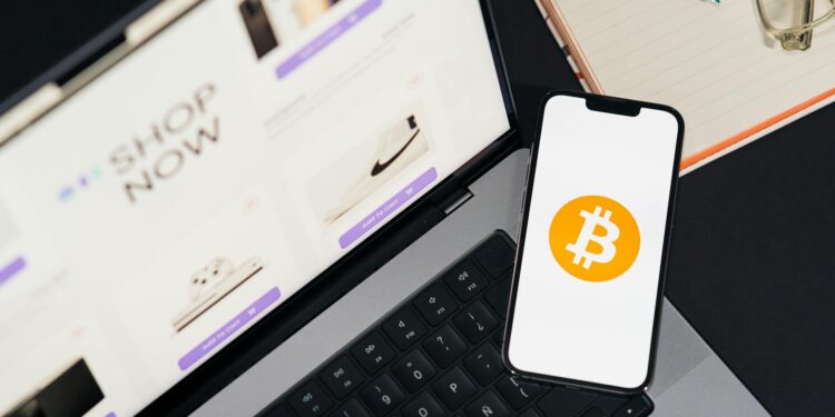 A user placing a bet on a digital platform with cryptocurrency symbols in the background.