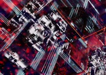 A digital representation of blockchain networks connecting through Hyperlane.