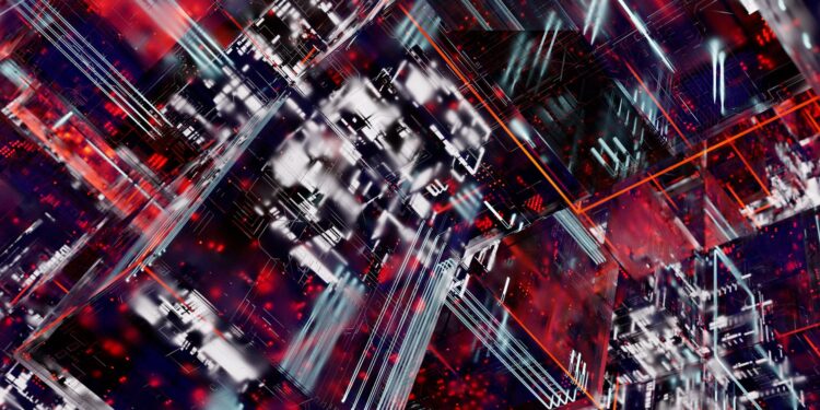 A digital representation of blockchain networks connecting through Hyperlane.