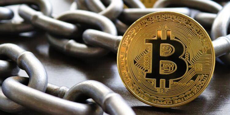 A digital representation of cryptocurrencies linked by chains, symbolizing TRON's cross-chain capabilities.