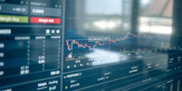 Tether logo with a background of cryptocurrency charts and financial data.