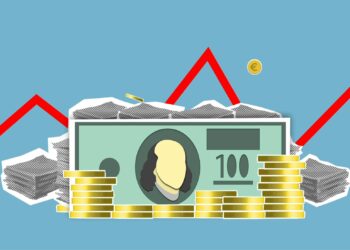 Bitcoin logo with rising graph and dollar signs, symbolizing market optimism and financial trends.