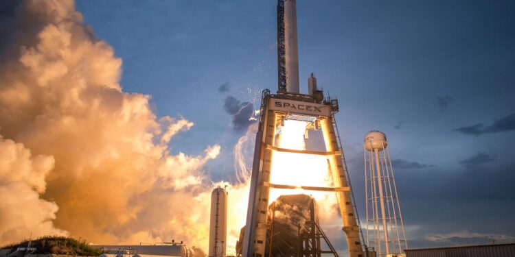 SpaceX rocket launching against a clear sky, symbolizing ambitious financial growth.