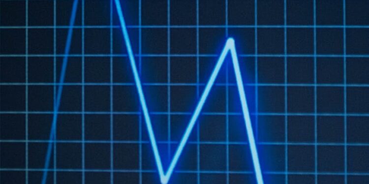 Aave token chart showing decline, with financial charts and analysis in the background.