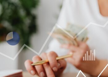 A digital illustration of a stablecoin with financial graphs and a $10 million note overlay.