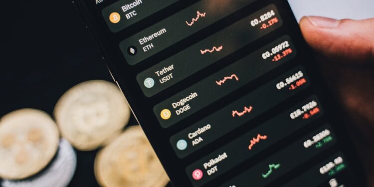 User interface of Binance app showing new prediction market feature with cryptocurrency graphics.