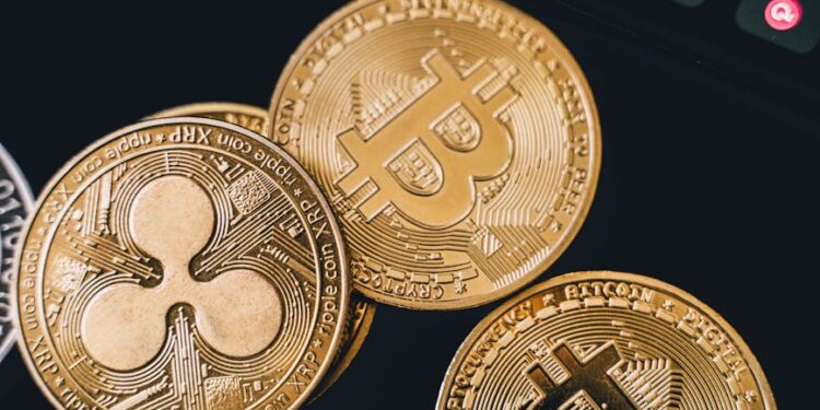 A digital wallet with cryptocurrency symbols, highlighting cyber theft and laundering activities.