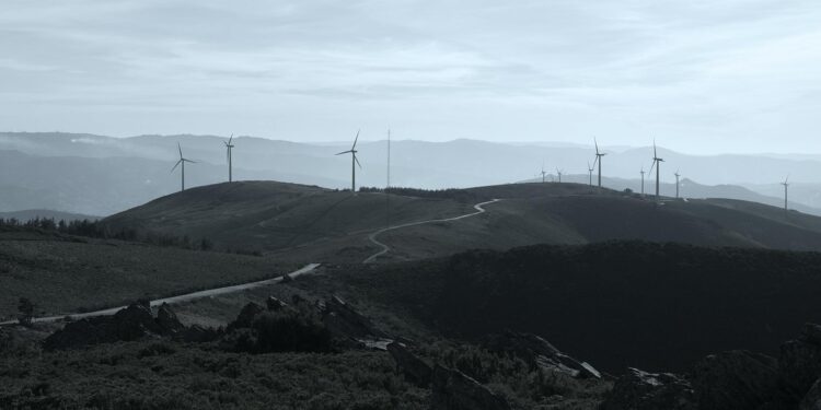 Aerial view of Briscoe Wind Farm with turbines, symbolizing renewable energy for AI data center.