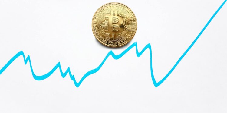 Bitcoin logo with an upward graph, symbolizing growth in DeFi and cryptocurrency regulations.