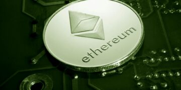 Ethereum logo with code snippets illustrating privacy features in blockchain technology.