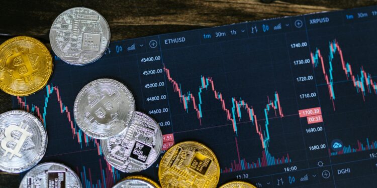 A digital illustration of blockchain technology and financial graphs representing tokenization.